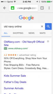 old navy mobile ppc ad