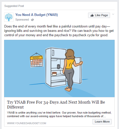 facebook budget example