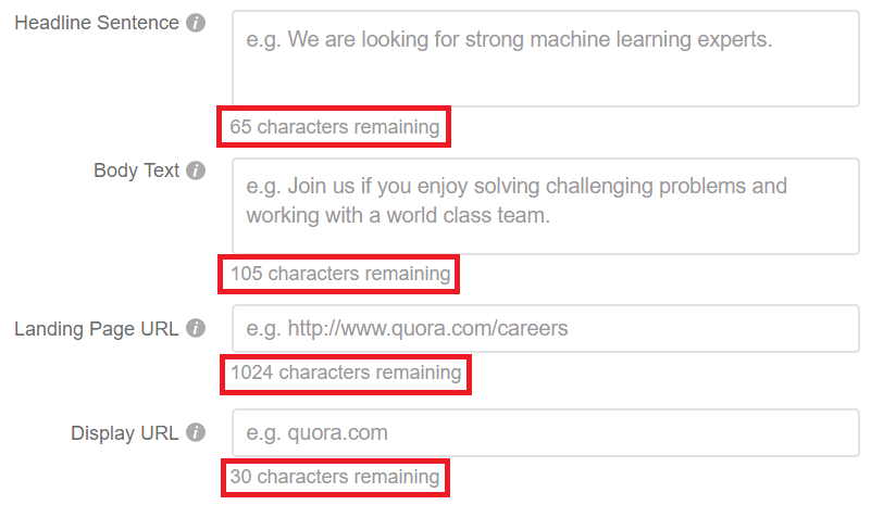 quora ads character limit